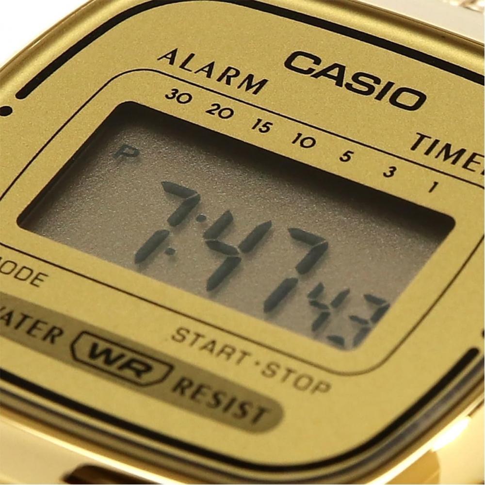 Casio Ladies Digital Watch Gold Mesh Band La670wemy 9