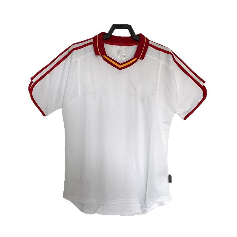 Mens Retro White Short Sleeve Soccer Jersey Bamboo Fiber Football Shirt Adults