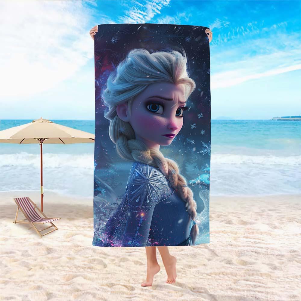 Princess Style Cartoon Printed Microfiber Beach Towel Soft Water Absorbent Bath Towel For Girls