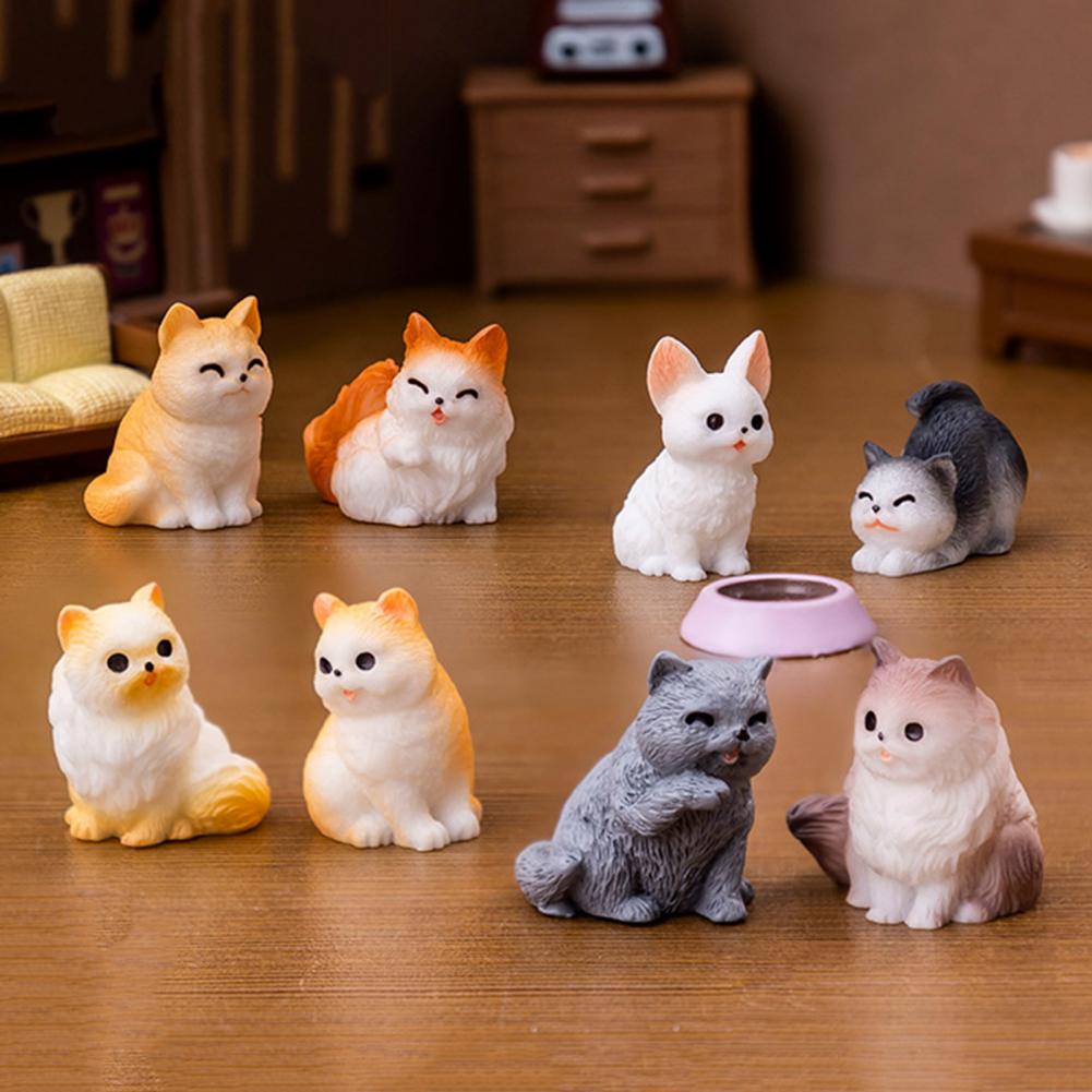 Cat Home Decor Mini Cat Figurine Miniature Cat Figurine Set for Dollhouse Decor Resin Kitten Statues for Microlandscapes Car
