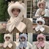 Écharpe pour femme à capuche intégrée Mignonne pour le vélo Épaisse Chaude Chapeau en peluche