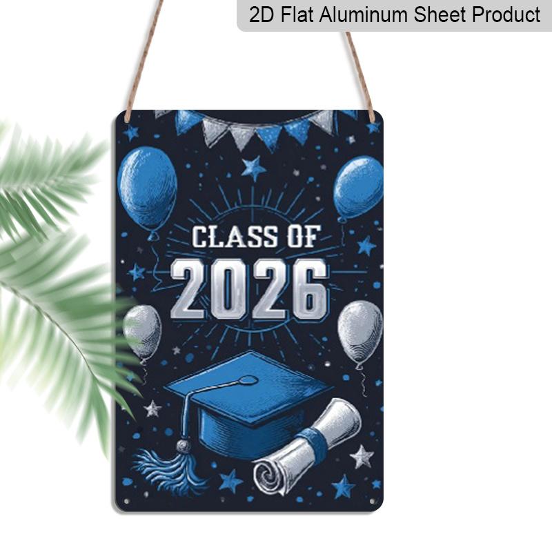

2D Flat Class of 2026 Graduation Design with Balloons and Cap Multi-functional Festive Yard Decoration Sign Wall Hanging Metal Sign Aluminium Sign 20*30cm