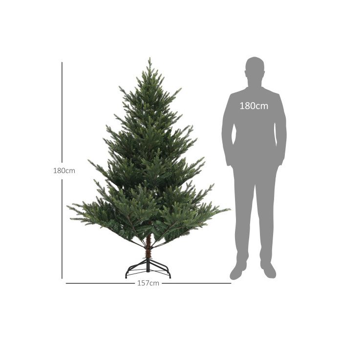 Arbre de Noël artificiel HOMCOM, 180 cm, 1046 branches, adapté aux décorations de Noël, usage intérieur, vert