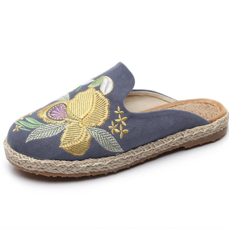 

Мода Мода Вышитые вручную цветы Плоские сандалии Женские Дышащие Легкие Туфли Мэри Джейн Элегантный Комфорт Нескользящая Обувь 40 серый