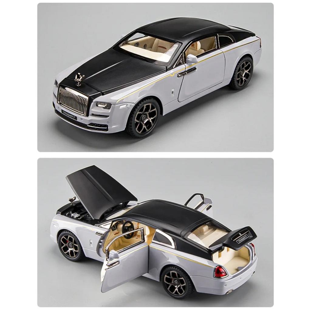 1/22 Legering Bilmodell Leksaker Rolls Royce Wraith Signage Lyx Diecast Metal Model Collection Simulering Ljud Ljus Barn Presenter