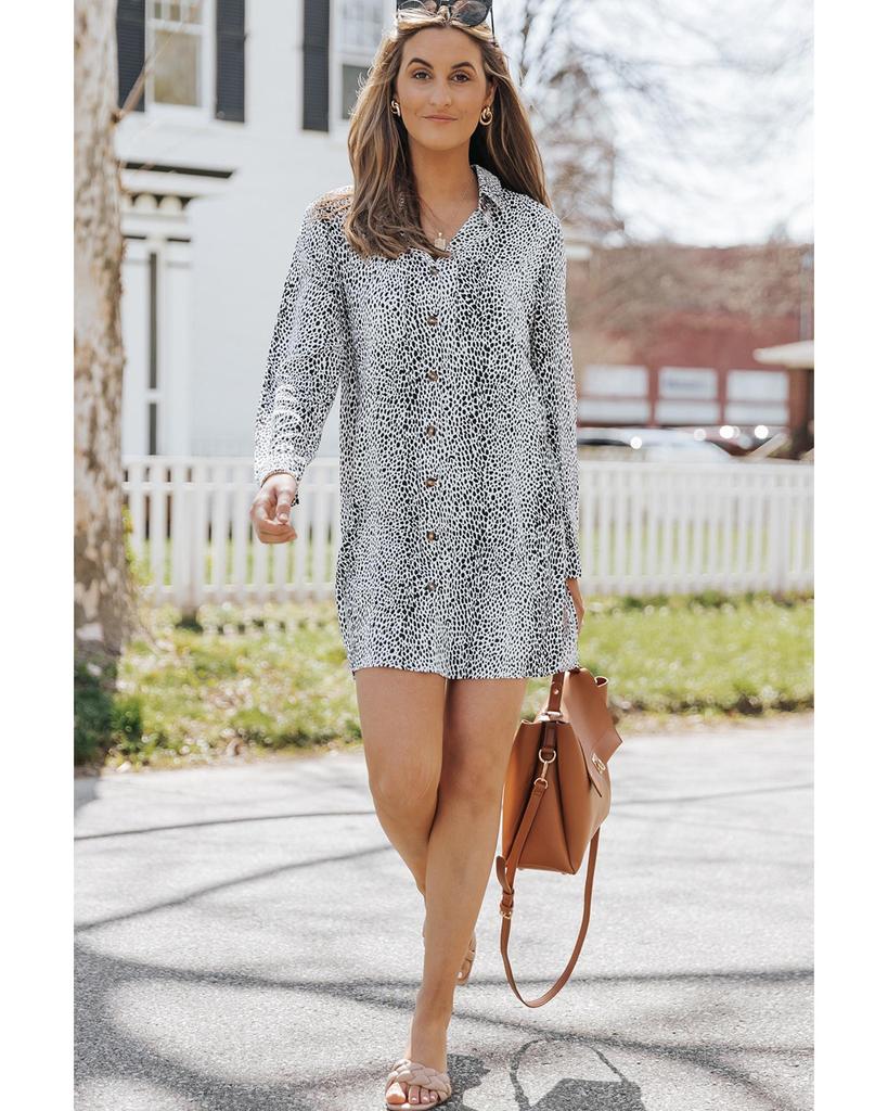 Azura Exchange Leopard Animal Print Shirt Dress