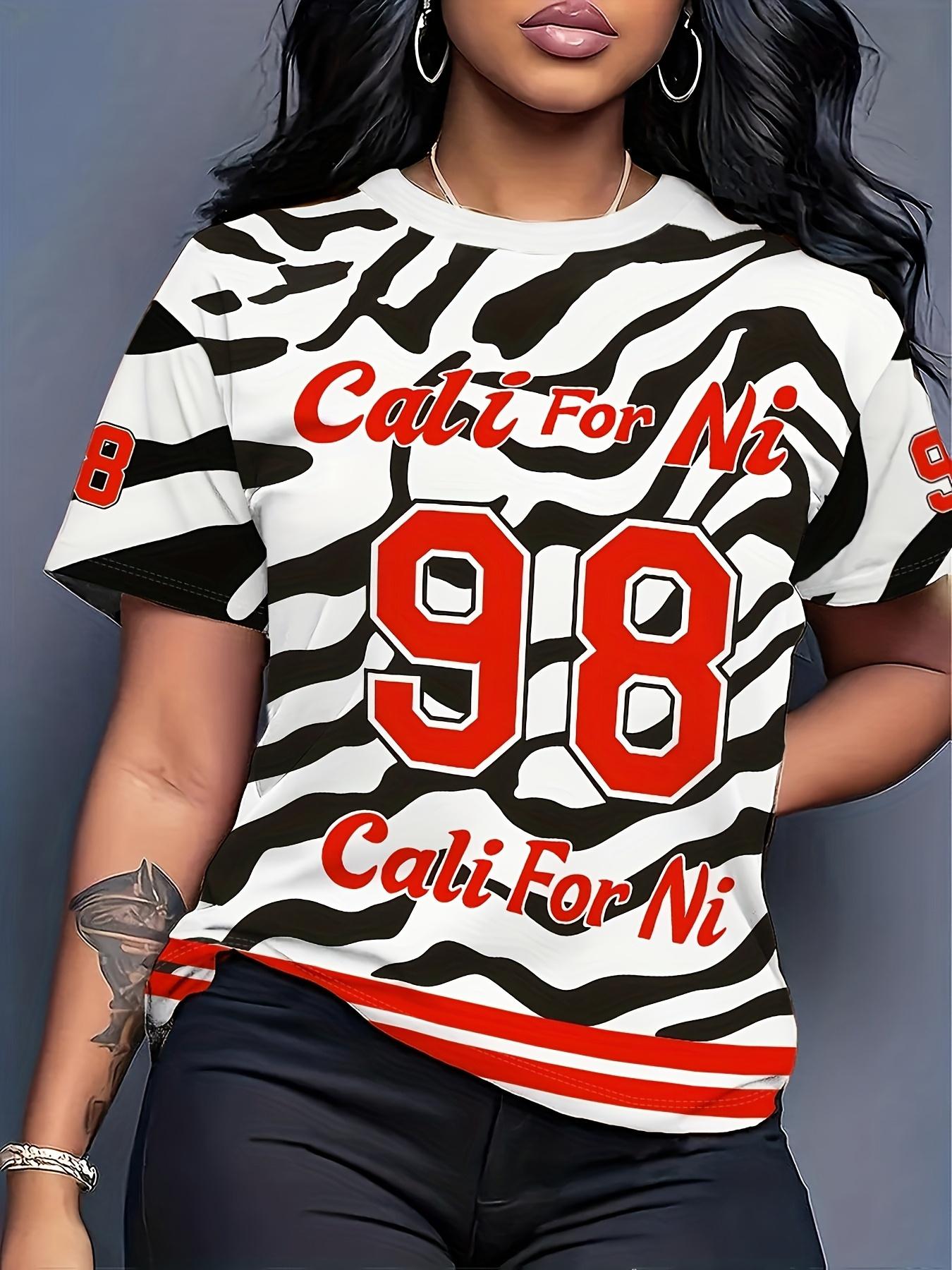 

Women s ;Cali for Ni 248.92cm; Printed T-shirt- Textured Short-sleeve Top with Red Accents. Casual Round-neck Summer Shirt. Suitable for Casual Wear a M дубильна кора