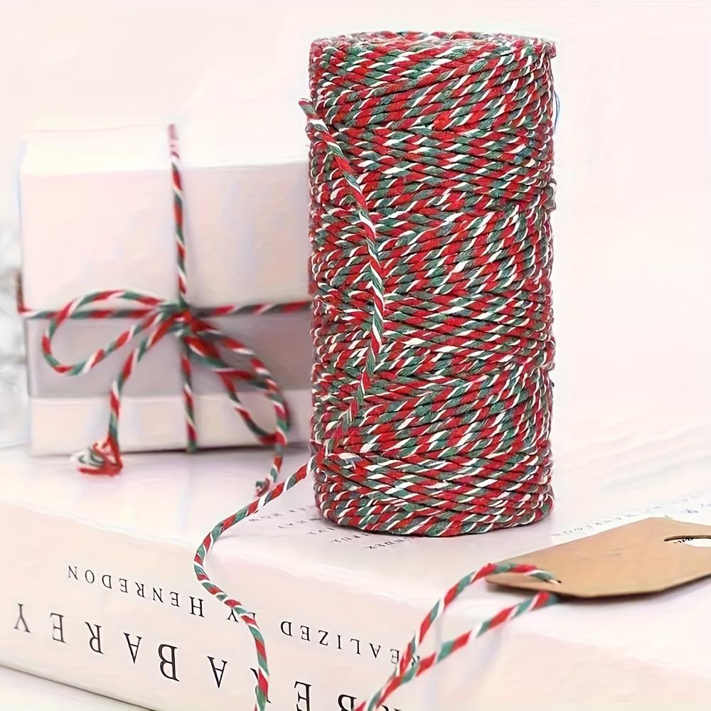 Festive Tricolor Christmas String - 2mm Thick Handmade Hemp Rope for Gift Wrapping, Holiday Decorations, and Sewing Projects
