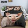 Kanadský Sphynx Cat Povlak na přikrývku King Queen Lovely Pet Kitty Sada ložního prádla Děti Teens Dospělí Roztomilé zvíře Měkký Polyester Povlak na přikrývku