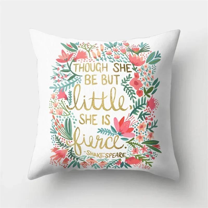 Tropical  Letter Flower Plant Polyester Pillowcase Sofa Living Room Home Decoration Car Waist Cushion Cover