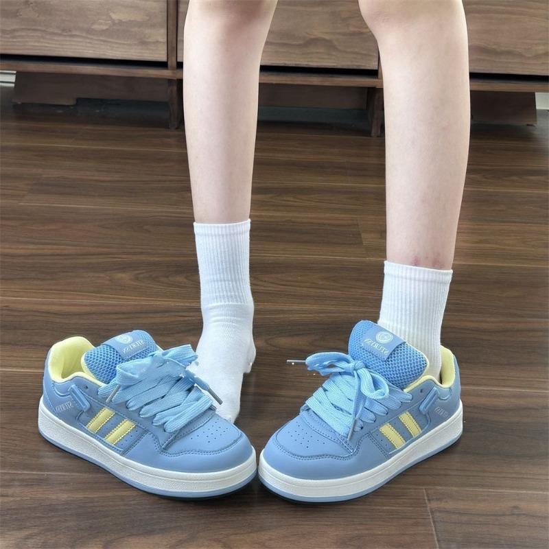 Thick-soled Low-top Blue and Yellow Bread Shoes Couple's Trendy Winter New Breathable and Versatile Casual Sports Shoes