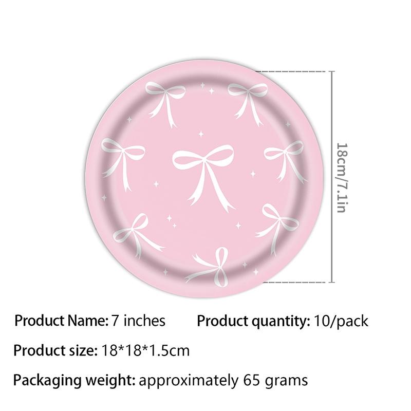Black Bowknot Paper Plates Disposable Tableware Birthday Party Supplies Decorative Dinner Plates Napkins Baby Shower Party Decor