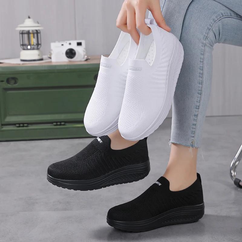 Fashion Women Casual Shoes Fashion Breathable Walking Mesh Flat Shoes Sneakers Women 2025 High quality HigherShoes White Female Footwear