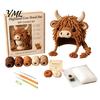 Halloween Theme Crochet Project Highland Cow Hat Kit, Pumpkin Spider Hood Stress Relief Craft Activity DIY Handmade Kit for Adults Teens Creative