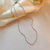Simple Bead Pearl Choker Necklace Crystal Leaf Tassel Chain Necklace For Women Fashion Sex Jewelry Prom Accessories