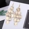 [Fashion Trendy Metal Fringe Long Drop Earrings Exaggerated Elegant Ear Hooks Earrings]