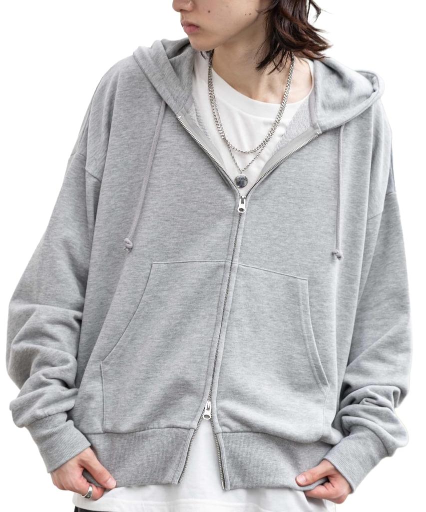 WEGO Compact Fit Double Zip Size Heather Long Sweatshirt Men's Hoodie, M, Gray, Unisex, Sleeve, Outerwear, Fall/Winter