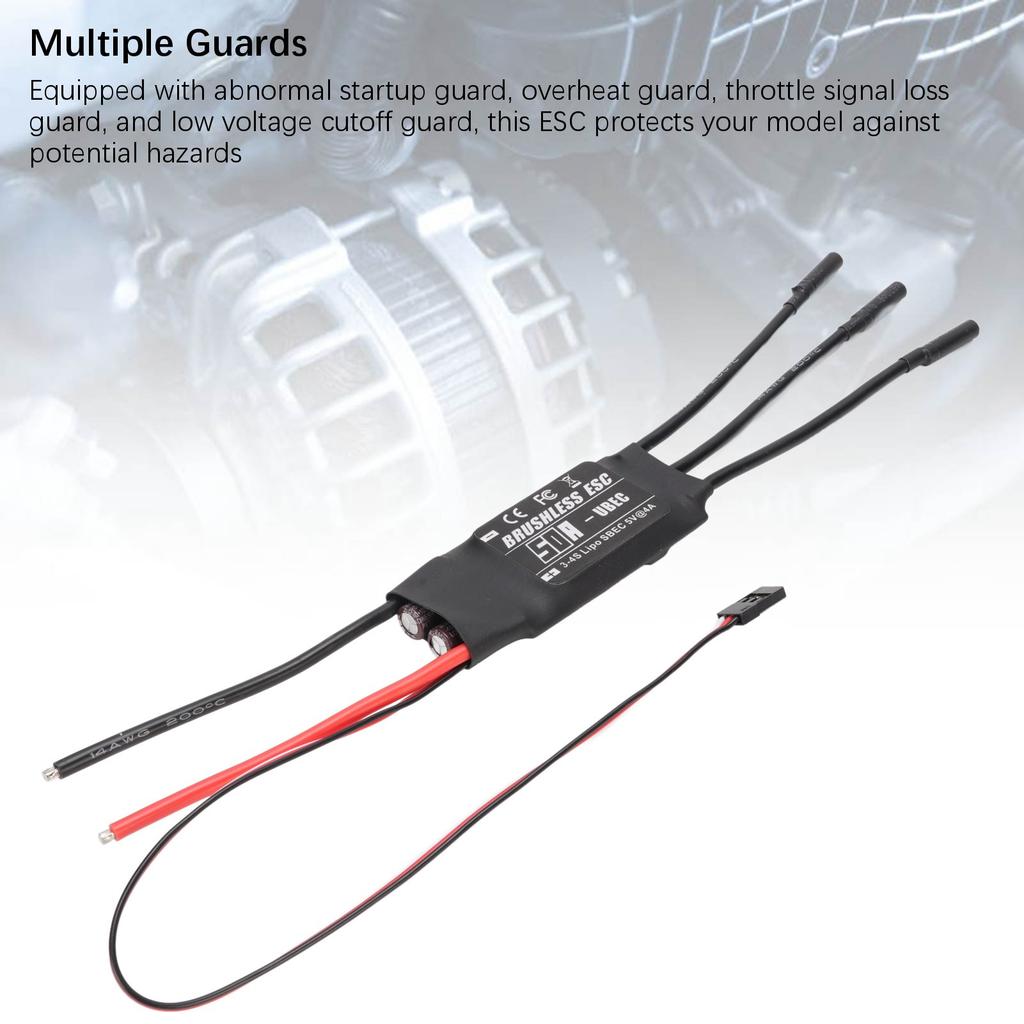 RC Airplane Brushless ESC 50A Electric Speed Controller with Programming Card for Model Aircraft