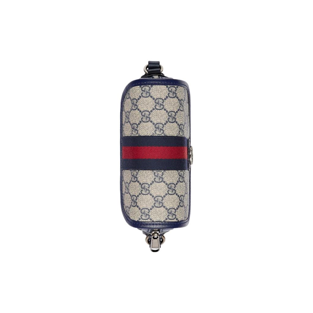 Gucci Ophidia GG Supreme Mini Crossbody Bag, Beige Canvas Navy Leather Trim,Women's Shoulder Handbag for Daily Shopping Travel 772239-FACUK-4047