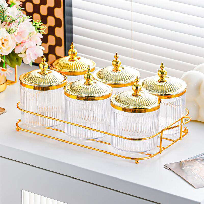 ZISIZ Golden Round Grain Storage Jar Set