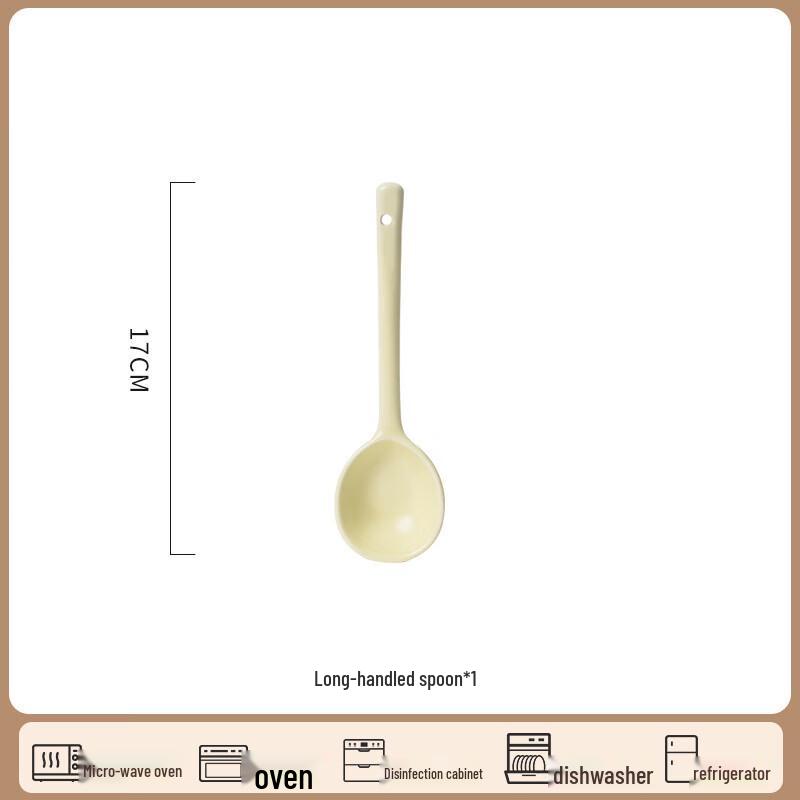 UD Underglaze Cream Ceramic Dining Ware 2 Long Handle Spoons