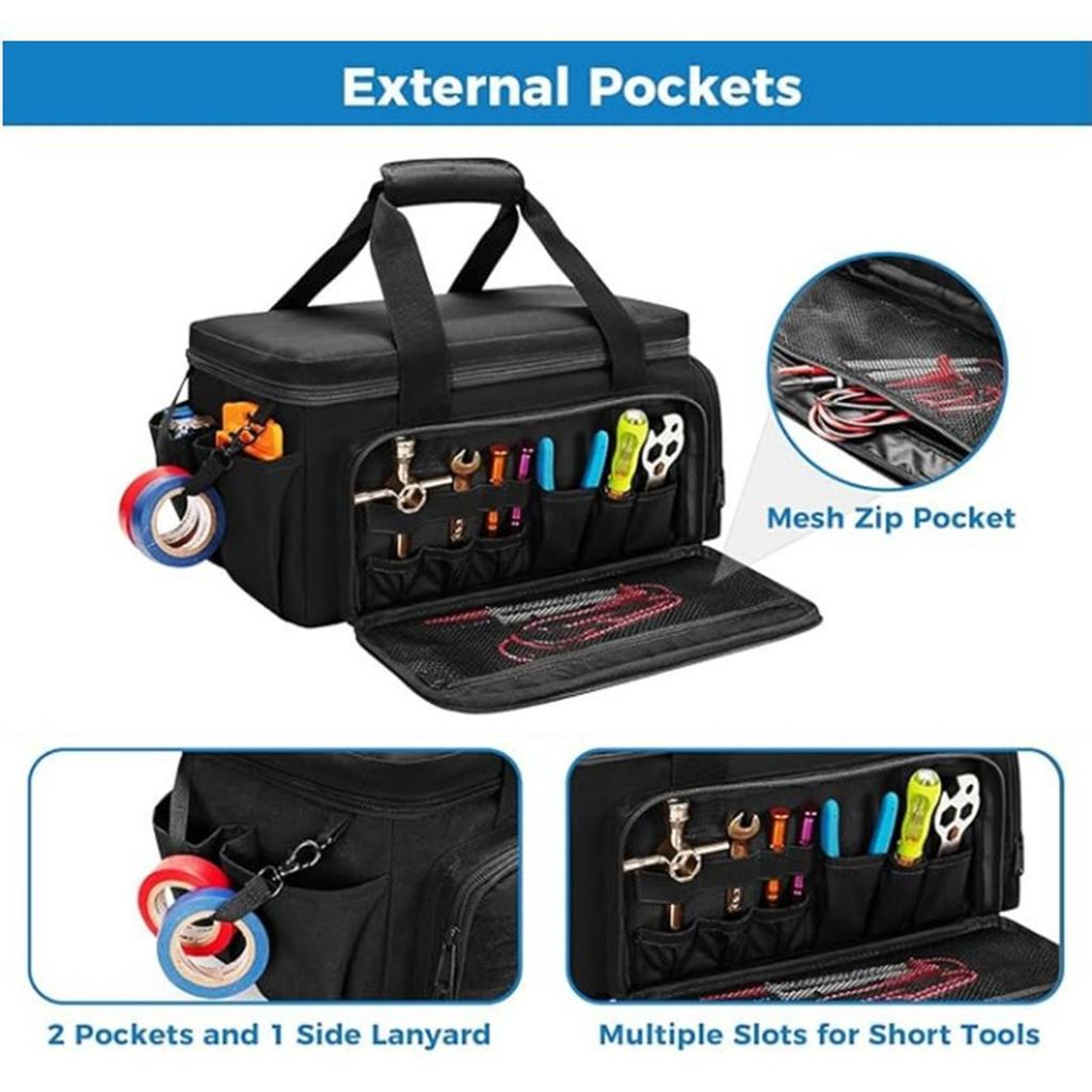 14 Inch Heavy Duty  Tool Bag Non-Slip Base Multi Purpose Work Organizer for Electricians,Repairman,Handyman,Carpenter