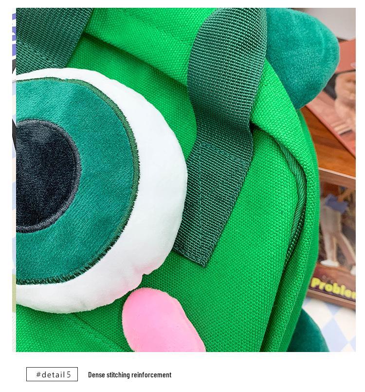 Women's Cute Four-Legged Monster Canvas Backpack - Fashionable, Large Capacity for Travel and School.