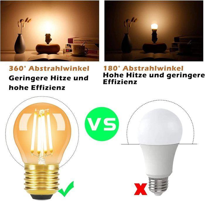 Ampoule LED E27 (lot 6) - NETTLIFE - G45 - Filament Vintage - 4W - Blanc Chaud 2700K