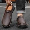 Moccasin Travel Climbing Camping Footwear Retro Style Leather Loafers Mens Comfort Casual Shoes Breathable Men Business Footwear
