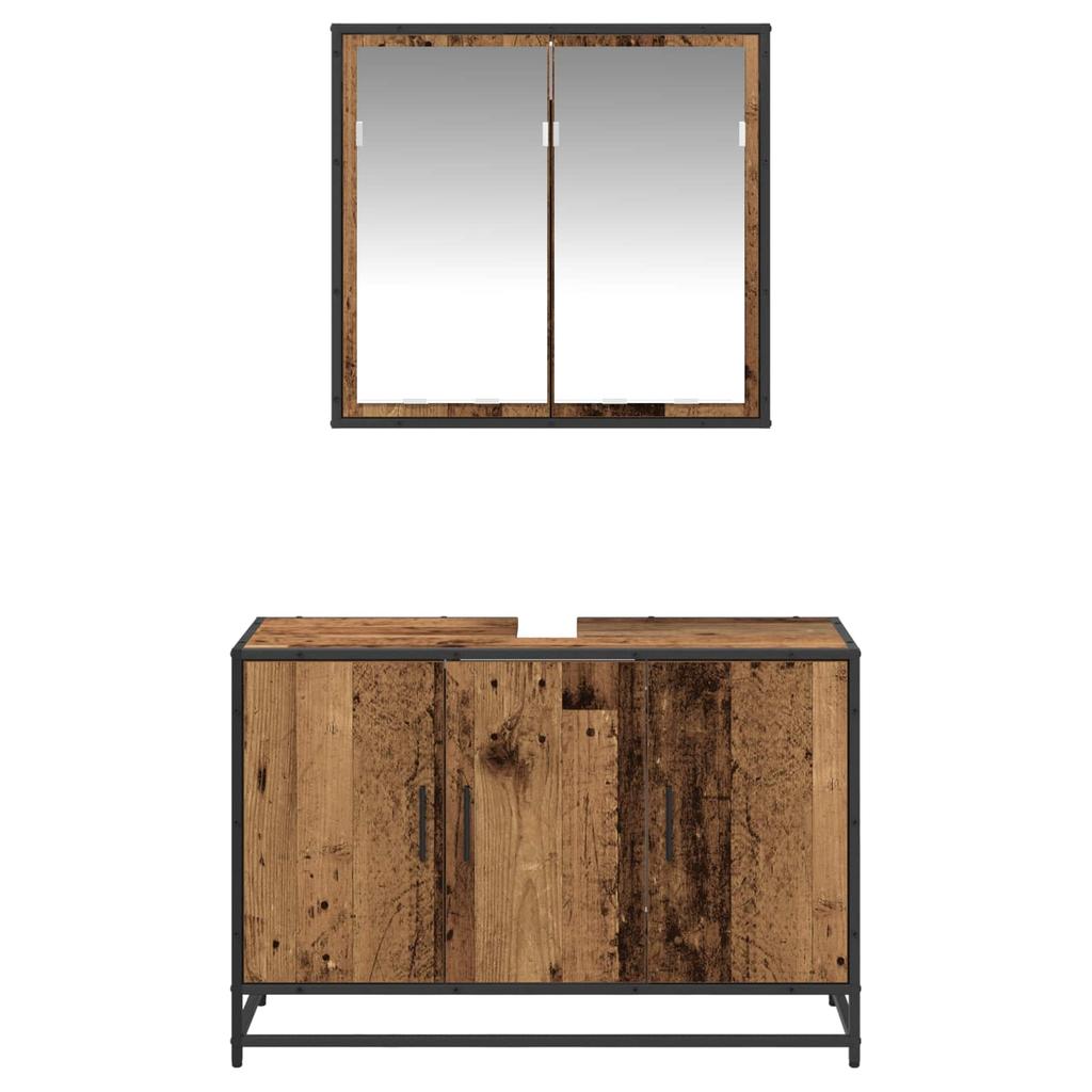 Bathroom Furniture Set with Shelf 2 pcs Reclaimed Wood Effect Particleboard