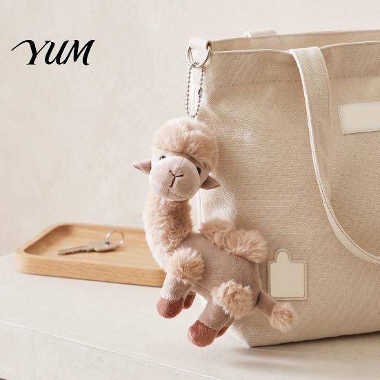 Simulation Camel Decoration Plush Bag Charm, Stuffed Pendant with Bead Animal Keychain Chain, Plushie Backpack Handbags Purse Hanging
