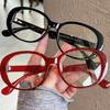 Y2K Women Retro Square Glasses Red Green Frame Glass Eyewear Decorative Computer Anti-blue Eyeglasses with Seaside Driving