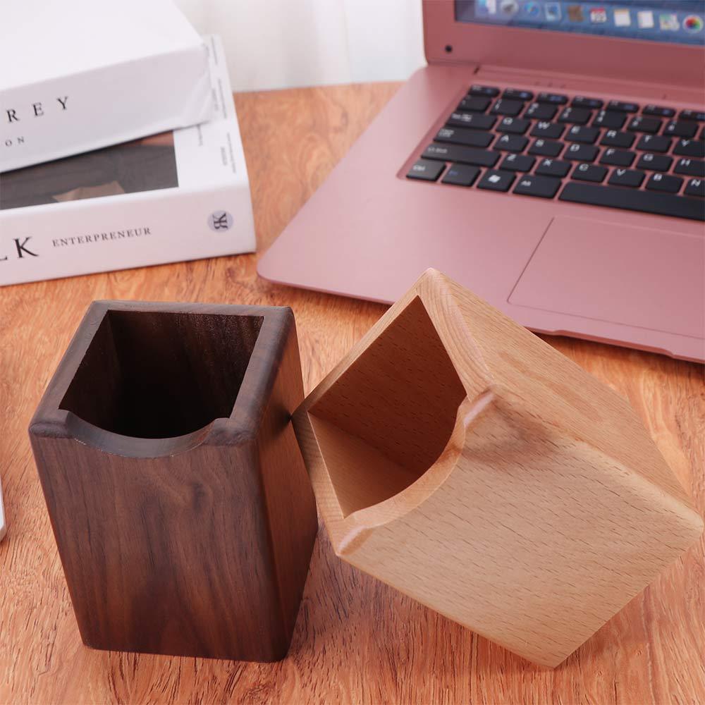 Multiple-use Wood Storage Box Large Capacity Pen Holder Cup Durable Wooden Pencil Holder  Friend