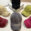 Cotton Colorful Rhinestones Baseball Cap Distressed Design Sunshade Hat Casual Sun Hat  Street