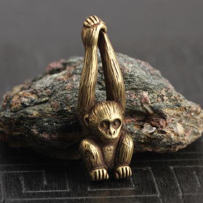 Stary chiński Feng Shui mosiężny rok zodiaku małpa statua rzeźba ozdoba