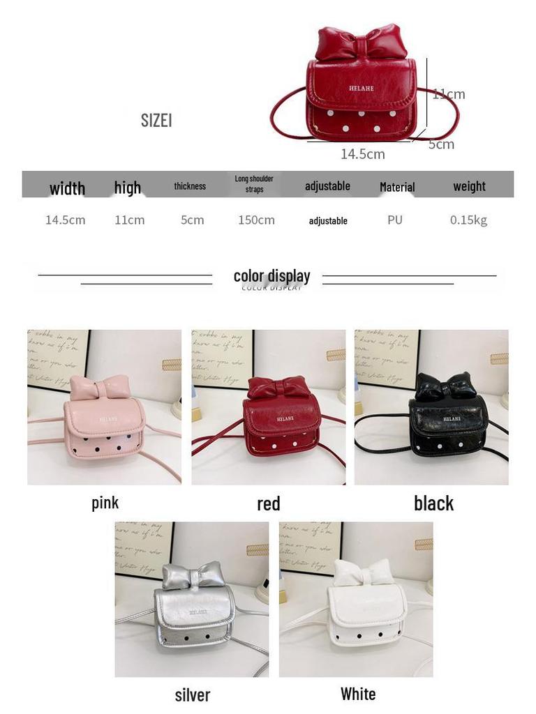 Set de Bolso Bandolera con Lazo de Lunares para Niñas y Monedero