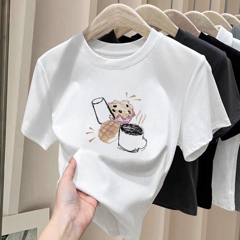 Women's Thickened Pure Cotton Brushed Short Sleeve T-shirt - Stylish Base Layer for Spring, Autumn, and Winter