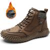 Classic Winter Men's Boots Real Leather Plush Warm Men's Snow Boots Waterproof Outdoor Roman Men Work Boots Men Motorcycle Boots