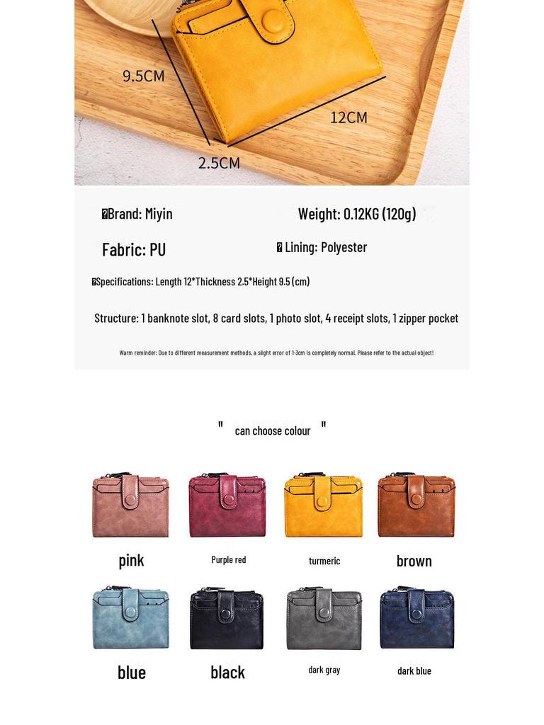 Portofel Scurt din Piele Stil Coreean Xiangyin 2024 pentru Femei - La Modă, Simplu, Design Bi-Fold cu Multiple Sloturi pentru Carduri