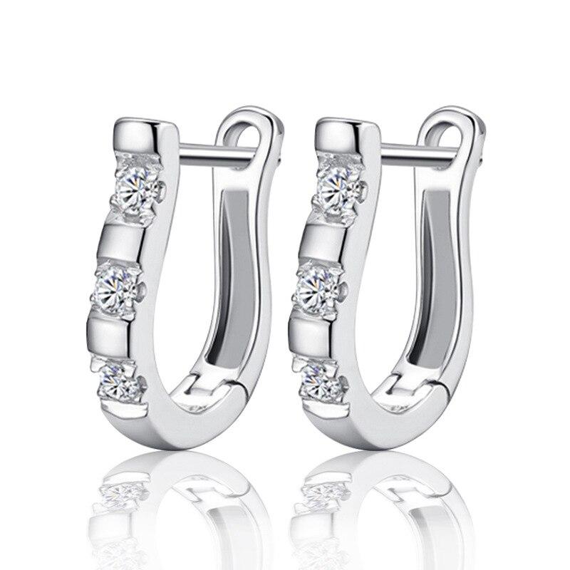 

Модные белые серьги-кольца с кубическим цирконием, серьги-кольца серебряного цвета, ювелирные серьги для женщин (Ea102544 )