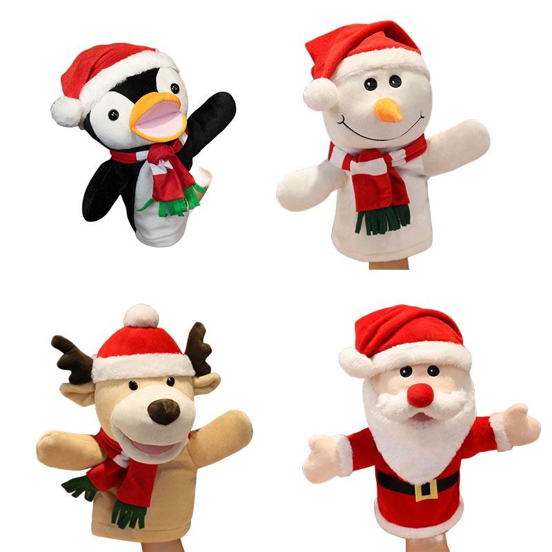 Festive Santa Claus Ventriloquist Puppet Toy Mouth Moving Plush Doll For Kids Christmas Gift