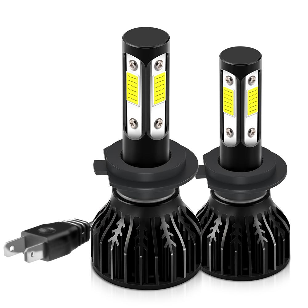 2PCS H7 Car LED HeadLight Bulbs Highlight 4 Side 360°degree COB Chips 12000LM 6500K White Auto Light Bulbs