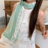 Jasmine Green Grapes Mori Style Cotton Linen Silk Scarf for Women - Spring/Summer 2025 Neck Accessory