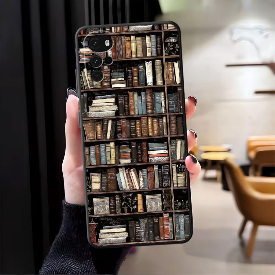 

Cartoon Bookshelf Print Phone Cover Case for Motorola Moto G51 G73 Edge 20 Pro 30 Lite G53 G30 G32 G60s G50 G22 Edge40 G71 G52 Motorola Edge 30 Neo