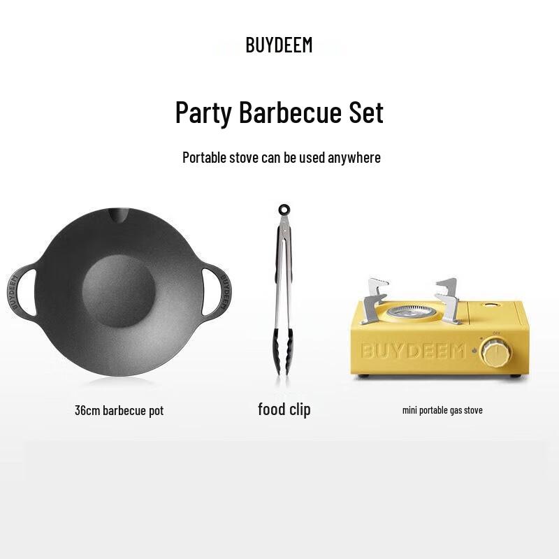 Buydeem BBQ Grill Pan with Cassette Stove Set
