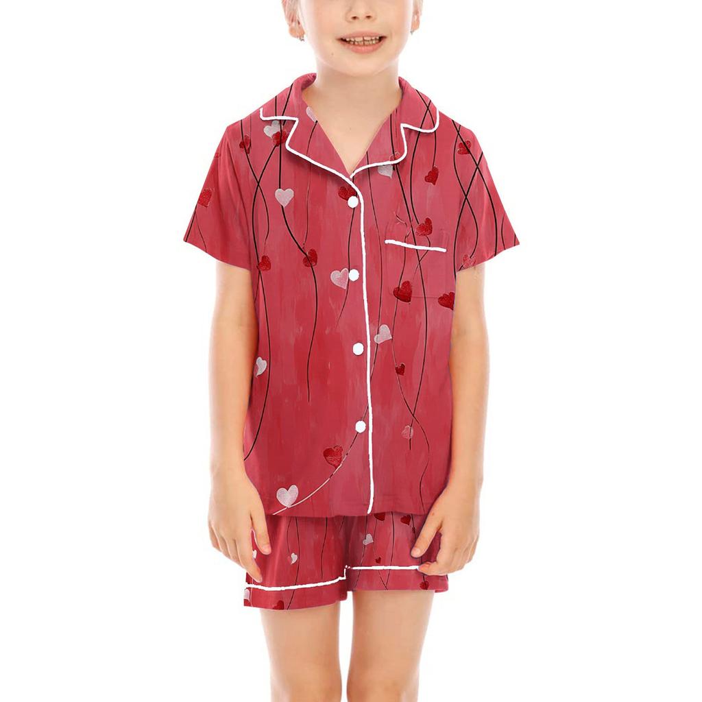 Dětské pyžamo Módní dvoudílná sada košile a šortek Měkká sváteční ležérní oděvní sada
