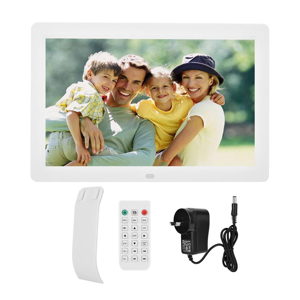 12Inch 1280*800HD Digital Photo Picture Frame Alarm Clock Movie Player Album Remote Control White