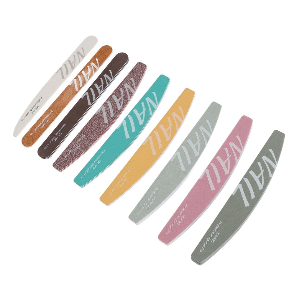 9 Piece Nail File Set Different Shape Professional Manicure Tools Washable Nail Buffer Set for Acryl