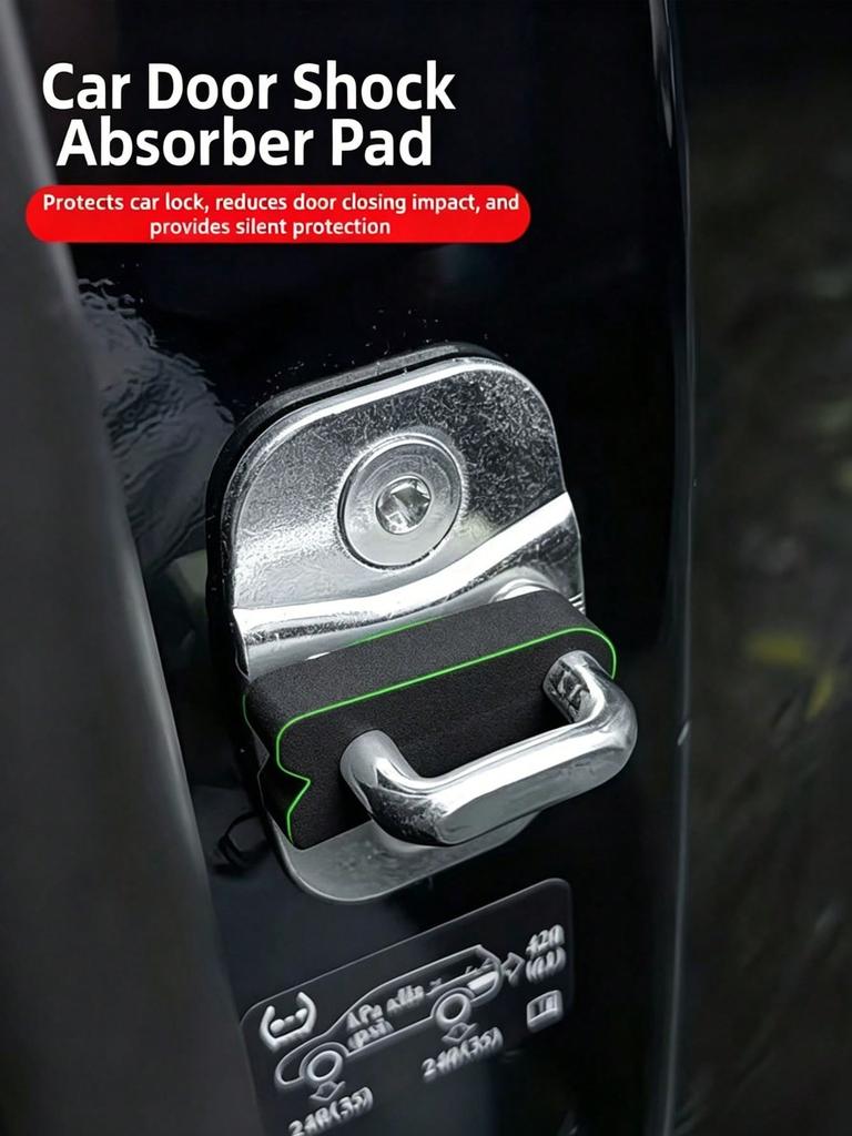4pcs Car Door Lock Shock Absorbing Pads/Anti-Vibration Buffer Pads, Universal for Most Models, Thick Anti-Collision, Impact-Resi