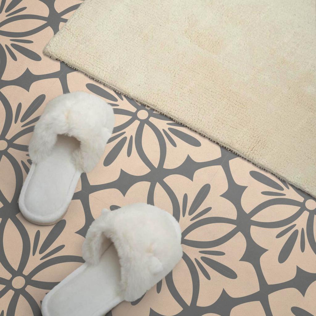 Set of Vinyl Tiles with a Floral Pattern for the Kitchen with Details 9x30x30 Cm